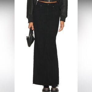 Mother The Candy Stick Skirt in Licorice. Denim skirt.